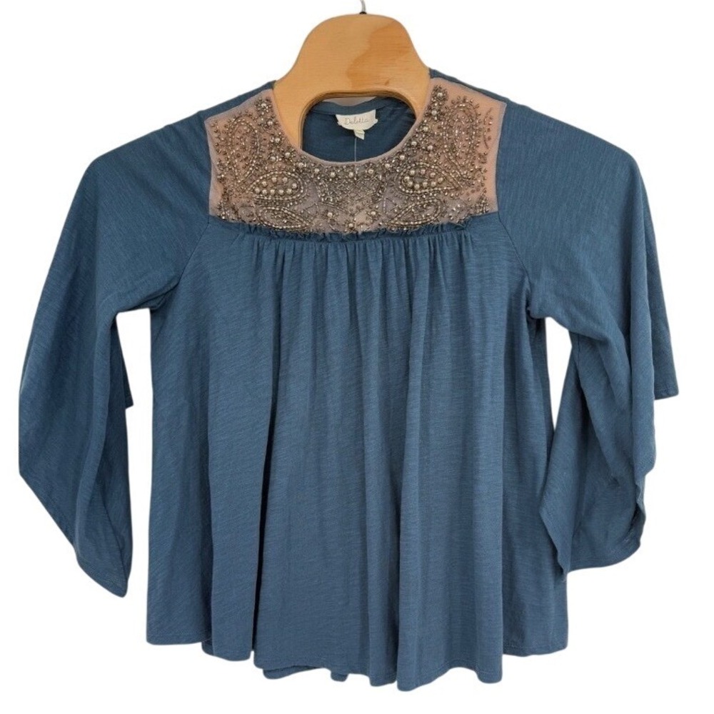 NWT $128‎ Anthropologie Josephine Embellished Top Deletta XS Oversized